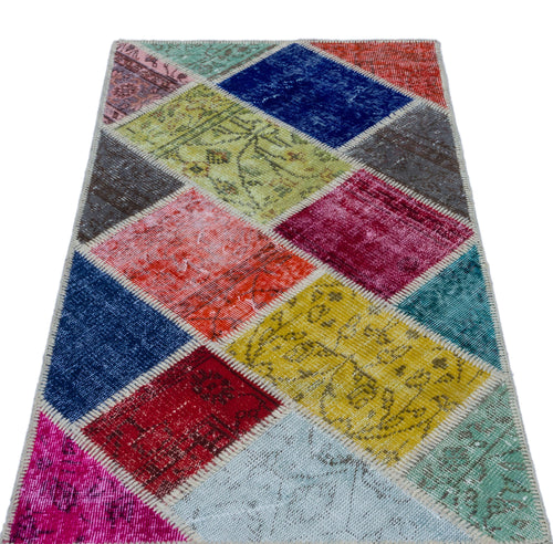 Iskece Bej Patchwork Yün El Dokuma Halısı 080 x 150 Apex Unique