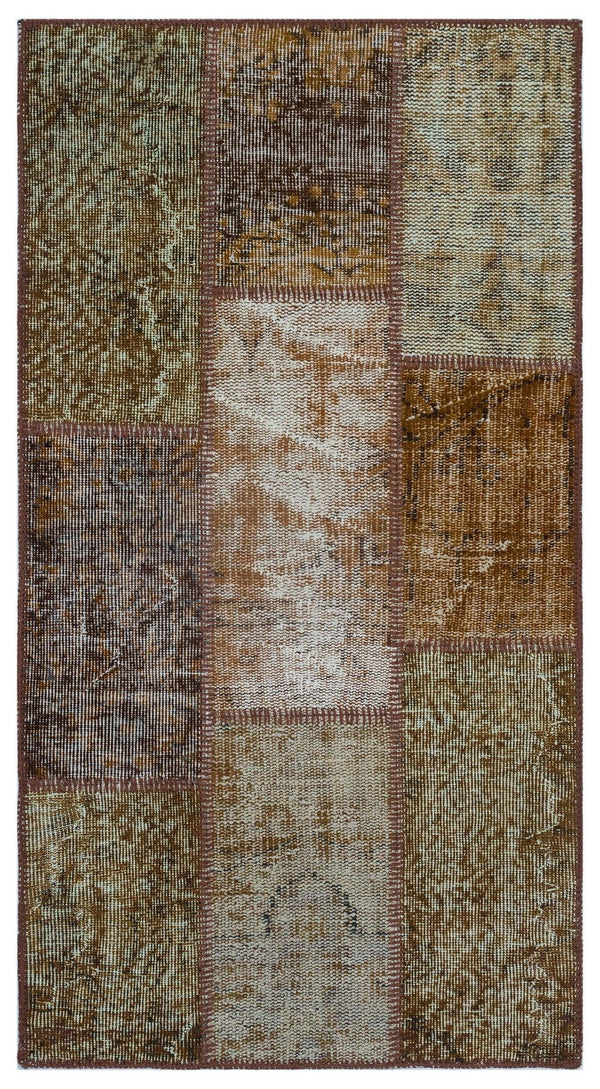 Bej Krem Anadolu Eskitme Geometrik Yün Halı 80x150 - Özel Seri