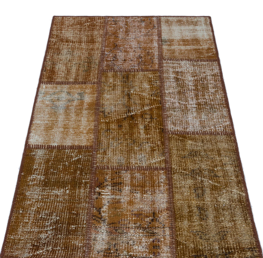 Bej Beyaz Anadolu Eskitme Geometrik Yün Halı 80x150 - Özel Seri