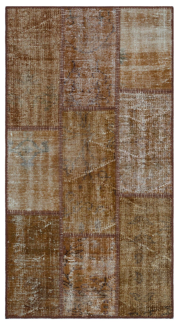 Bej Beyaz Anadolu Eskitme Geometrik Yün Halı 80x150 - Özel Seri
