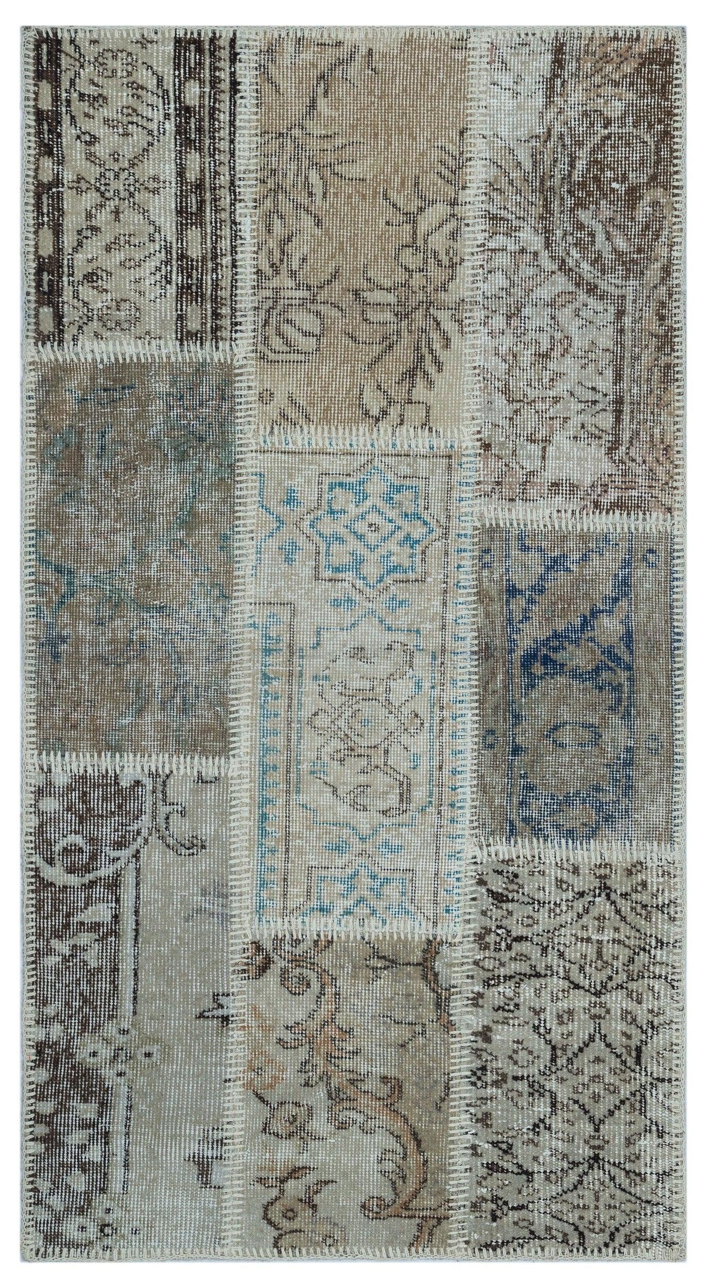 Bej Anadolu Bohem Eskitme Yün Halı 80x150 - Özel Seri