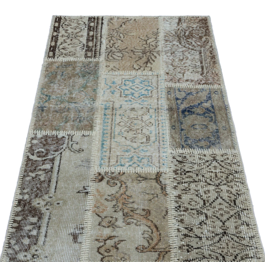 Bej Anadolu Bohem Eskitme Yün Halı 80x150 - Özel Seri