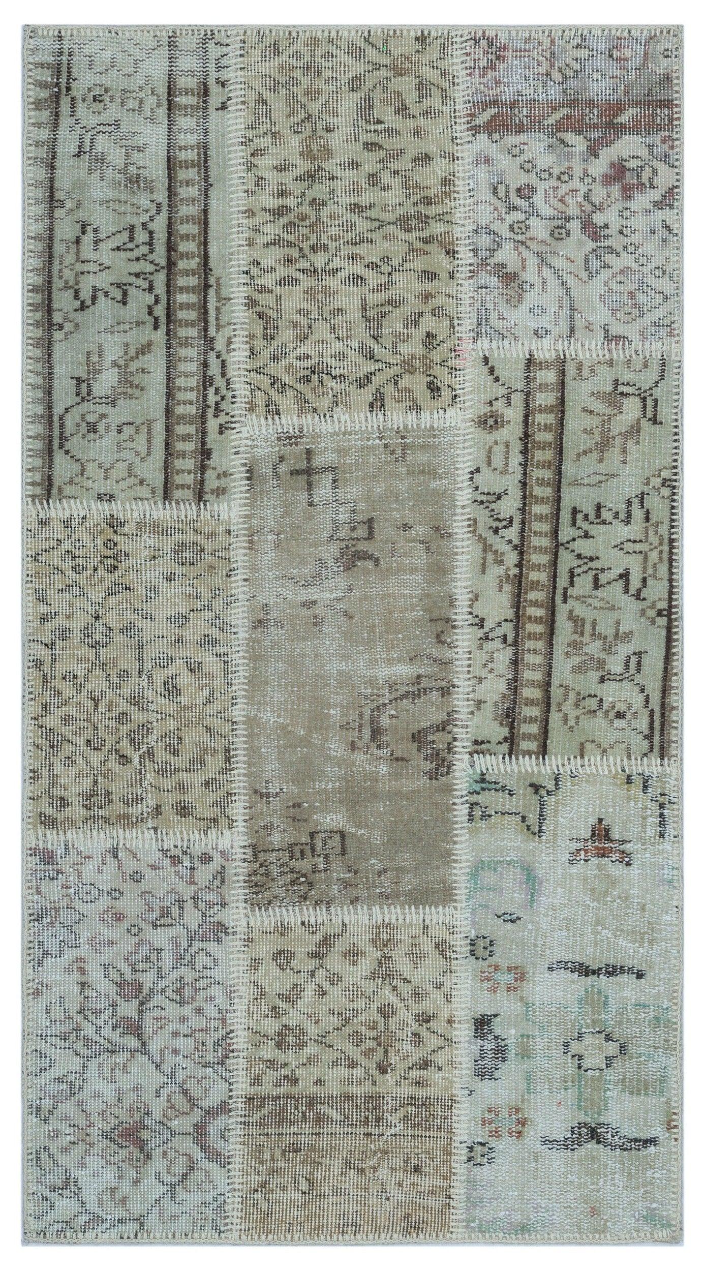 Bej Anadolu Bohem Eskitme Yün Halı 80x150 - Özel Seri