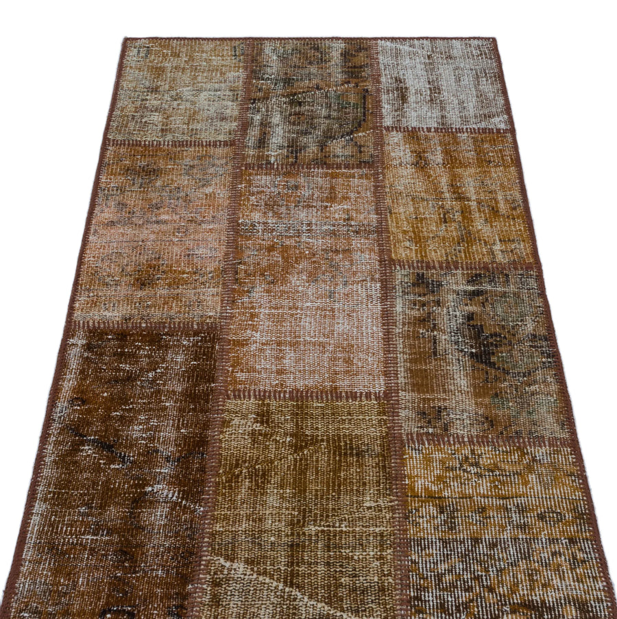 Bej Beyaz Eskitme Geometrik Yün Halı 80x150