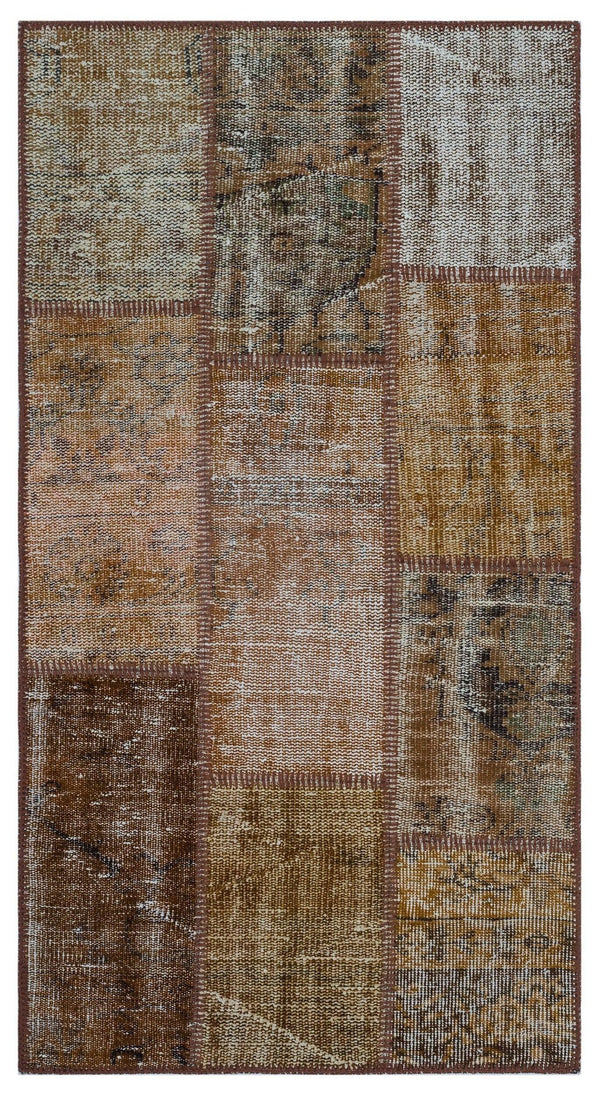Bej Beyaz Eskitme Geometrik Yün Halı 80x150