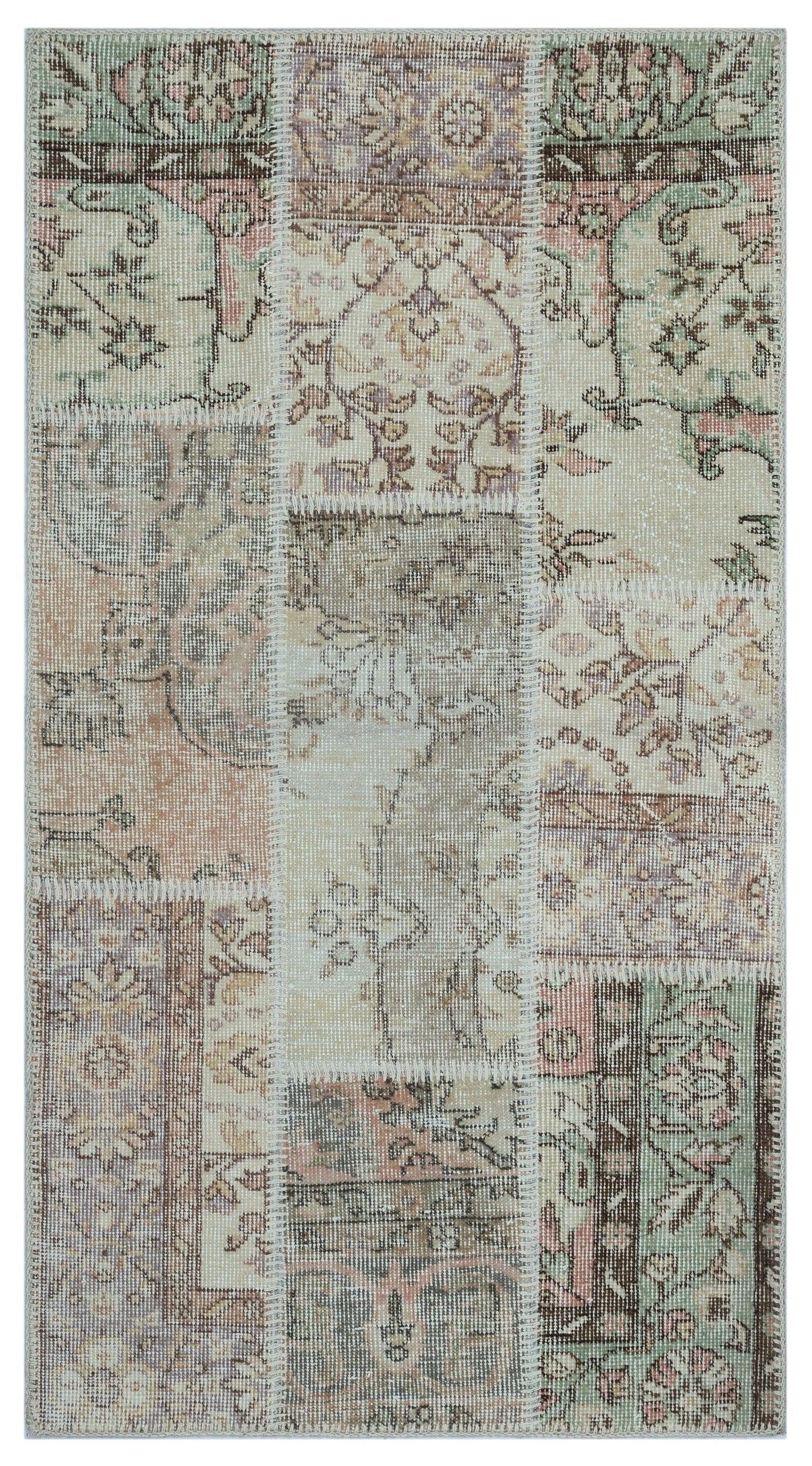 Bej Anadolu Bohem Eskitme Yün Halı 80x150 - Özel Seri