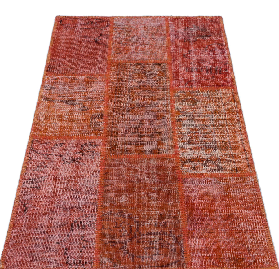 Kırmızı Anadolu Eskitme Geometrik Yün Halı 80x150 - Özel Seri