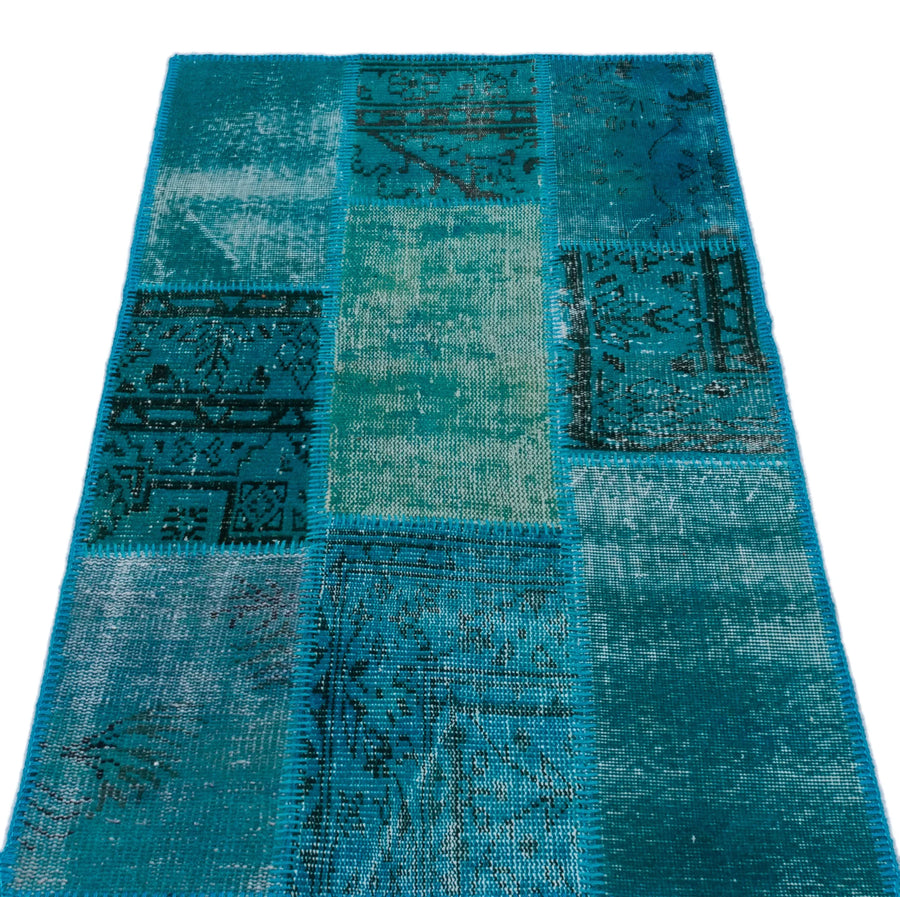 Beyaz Gri Anadolu Eskitme Geometrik Yün Halı 80x150 - Özel Seri
