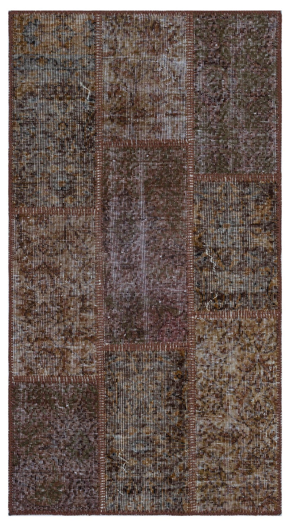 Bej Gri Anadolu Eskitme Geometrik Yün Halı 80x150 - Özel Seri