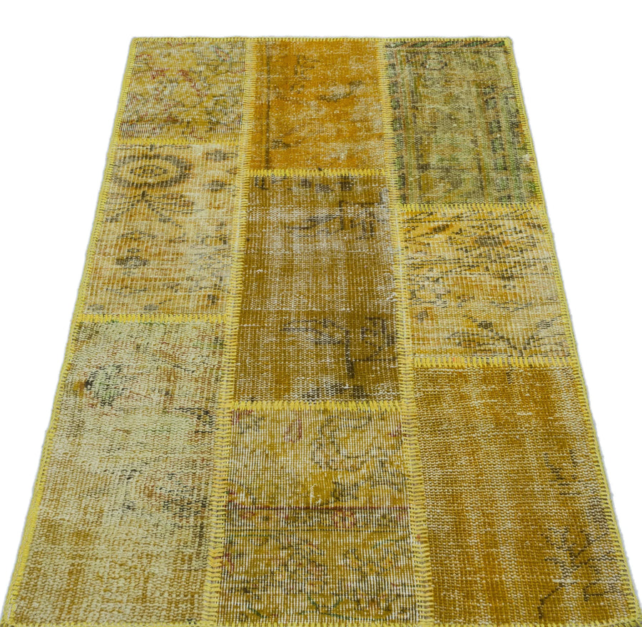 Sarı Anadolu Bohem Eskitme Yün Halı 80x150 - Özel Seri