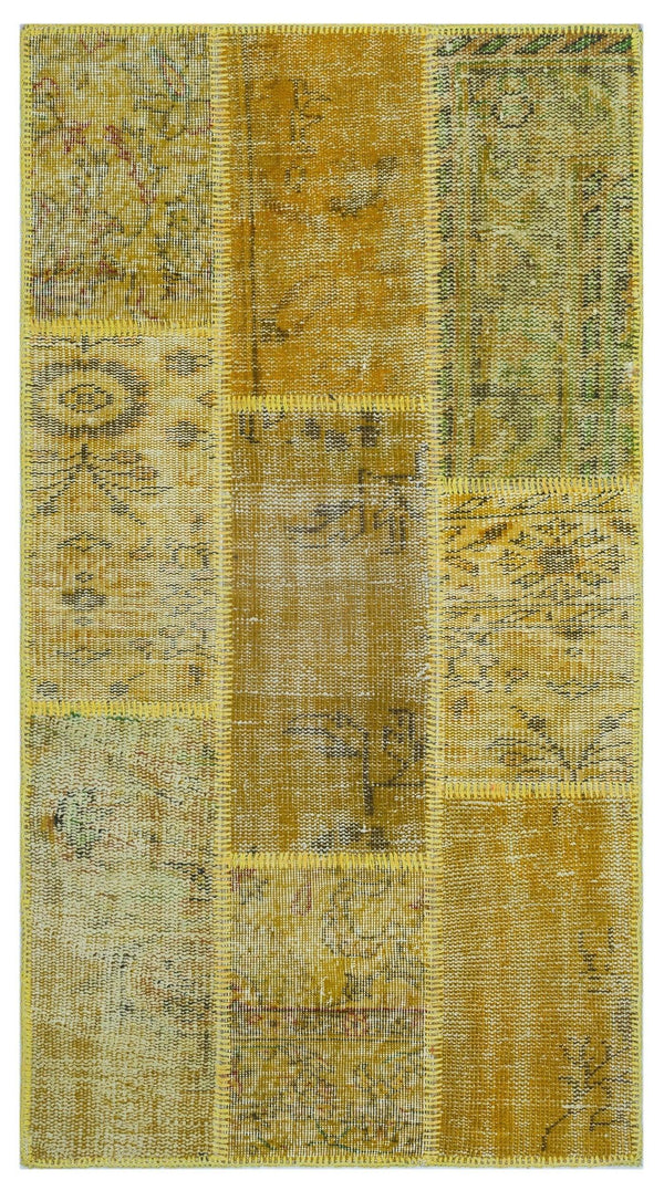 Sarı Anadolu Bohem Eskitme Yün Halı 80x150 - Özel Seri