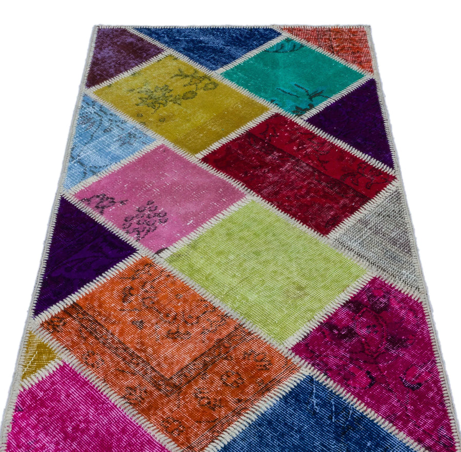 Bej Patchwork Yün Halı 80x150
