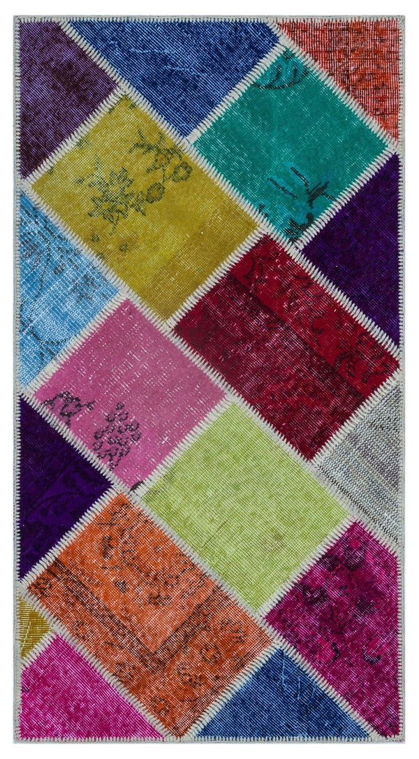 Bej Patchwork Yün Halı 80x150