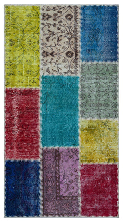 Iskece Bej Patchwork Yün El Dokuma Halısı 080 x 150 Apex Unique