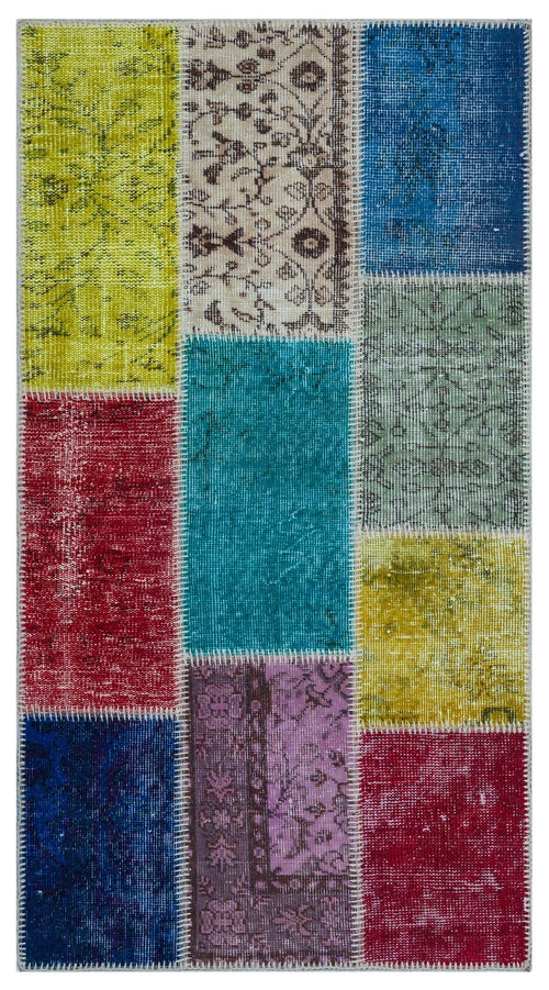 Iskece Bej Patchwork Yün El Dokuma Halısı 080 x 150 Apex Unique