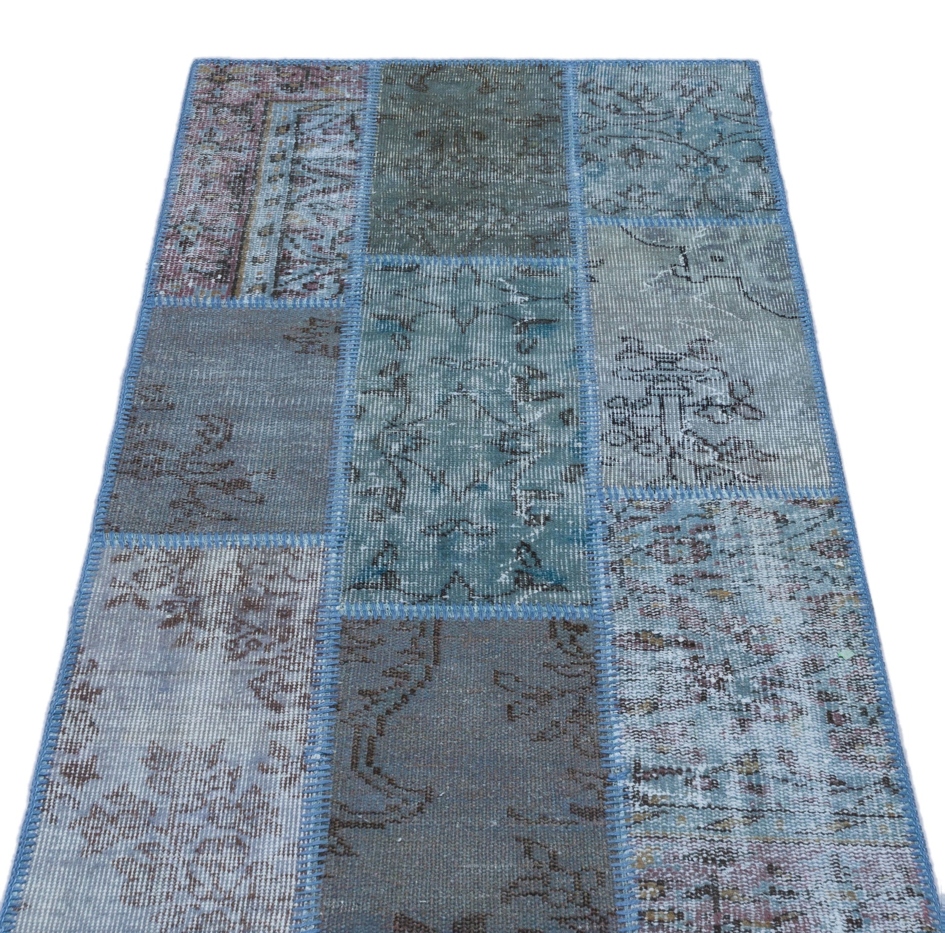 Iskece Mavi Eskitme Yün El Dokuma Halısı 080 x 150 Apex Unique