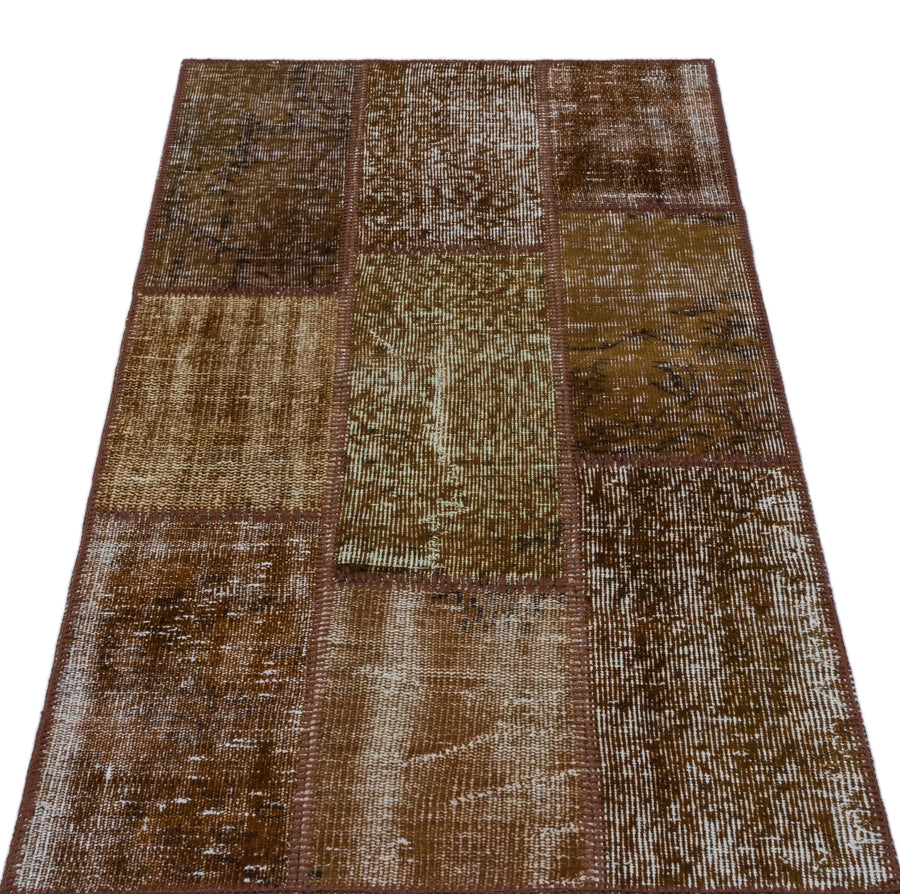 Bej Beyaz Anadolu Eskitme Geometrik Yün Halı 80x150 - Özel Seri