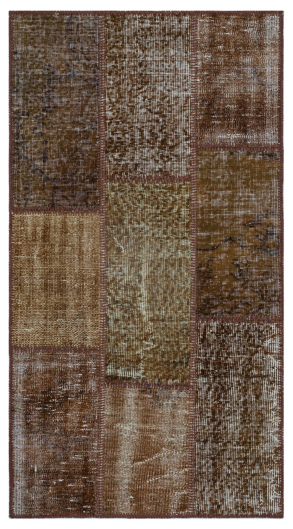 Bej Beyaz Anadolu Eskitme Geometrik Yün Halı 80x150 - Özel Seri