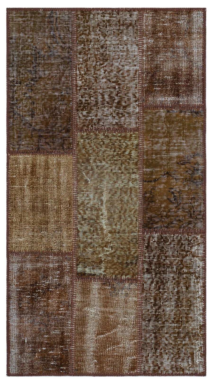 Kahverengi Bej Eskitme Patchwork Salon Halısı Soyut – Oturma Odası kullanımı