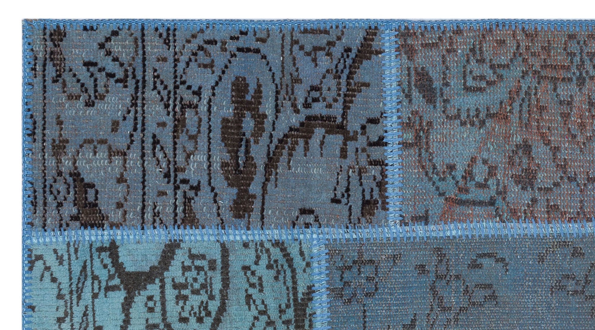 Iskece Mavi Eskitme Yün El Dokuma Halısı 080 x 150 Apex Unique