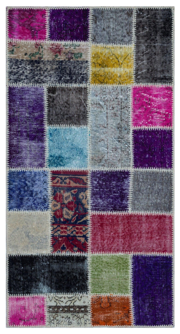 Bej Geometrik Vintage Yün Halı 80x150