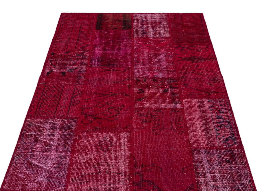 Kırmızı Anadolu Eskitme Geometrik Yün Halı 120x180 - Özel Seri