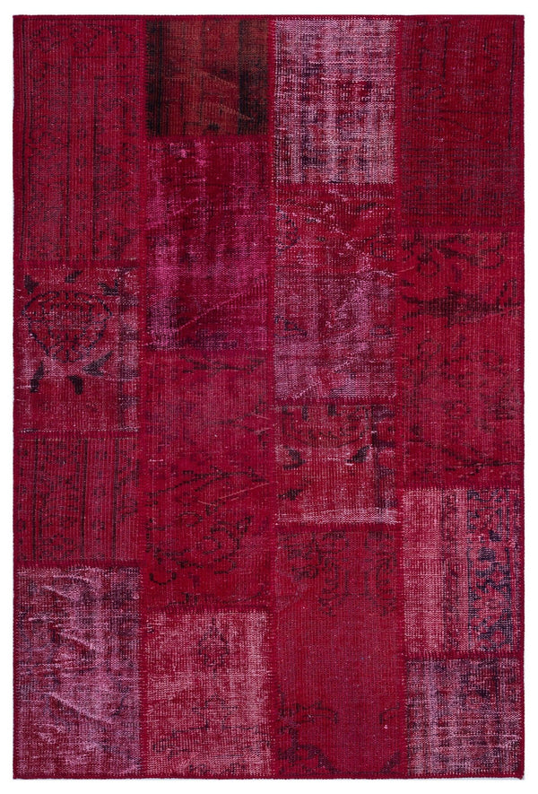 Kırmızı Anadolu Eskitme Geometrik Yün Halı 120x180 - Özel Seri