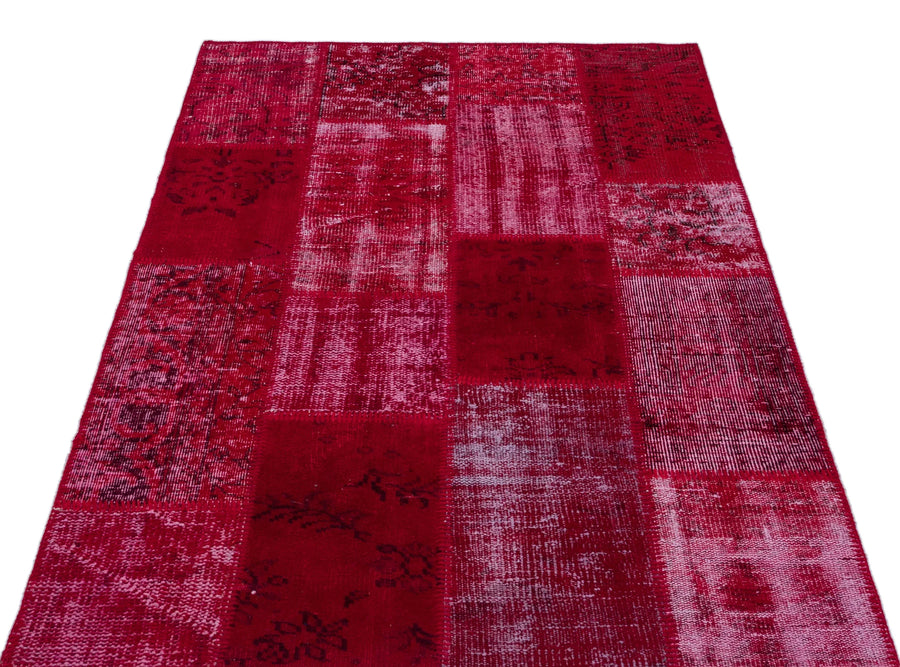Kırmızı Anadolu Eskitme Geometrik Yün Halı 120x180 - Özel Seri