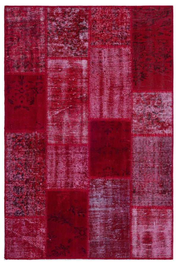 Kırmızı Anadolu Eskitme Geometrik Yün Halı 120x180 - Özel Seri