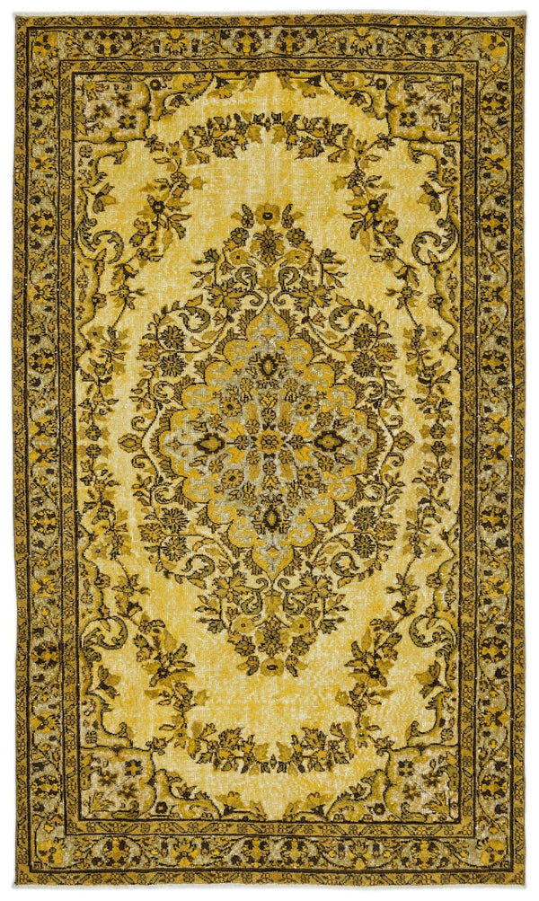 Sarı Anadolu Bohem Çiçekli Yün Halı 170x293 - Özel Seri