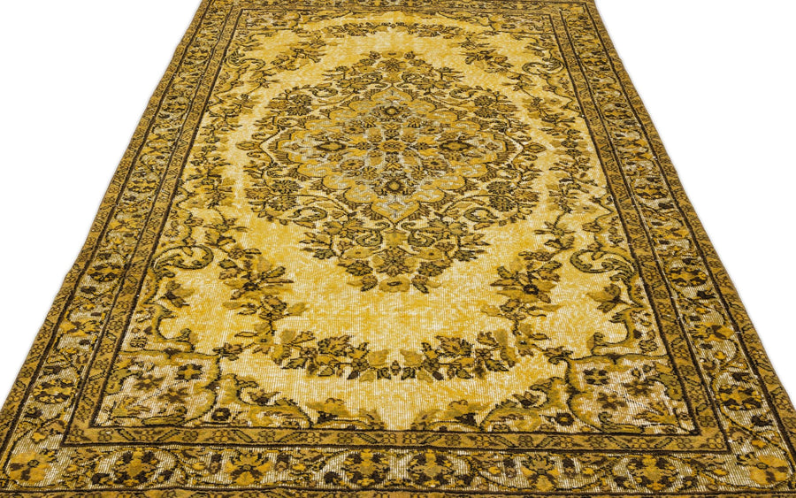 Sarı Anadolu Bohem Çiçekli Yün Halı 170x293 - Özel Seri