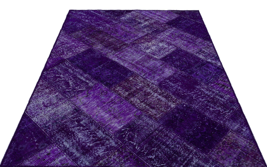Gri Lila Anadolu Eskitme Geometrik Yün Halı 160x230 - Özel Seri