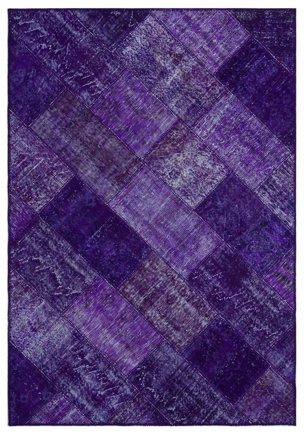Gri Lila Anadolu Eskitme Geometrik Yün Halı 160x230 - Özel Seri