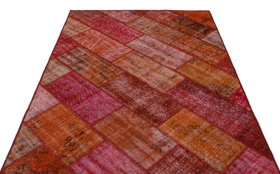Kırmızı Anadolu Eskitme Geometrik Yün Halı 160x230 - Özel Seri