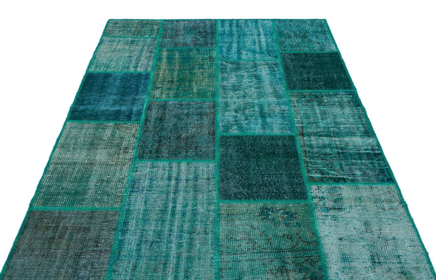 Gri Mavi Anadolu Eskitme Geometrik Yün Halı 160x230 - Özel Seri