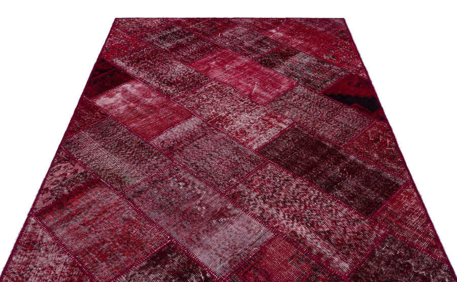 Kırmızı Anadolu Eskitme Geometrik Yün Halı 160x230 - Özel Seri
