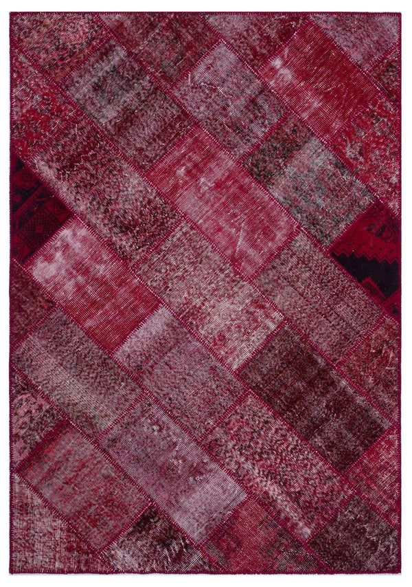 Kırmızı Anadolu Eskitme Geometrik Yün Halı 160x230 - Özel Seri