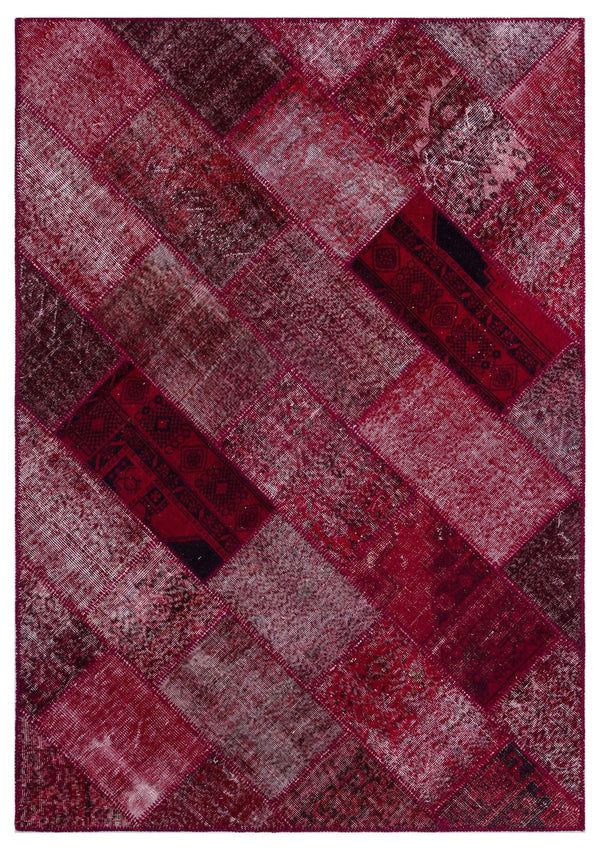 Kırmızı Anadolu Eskitme Geometrik Yün Halı 160x230 - Özel Seri
