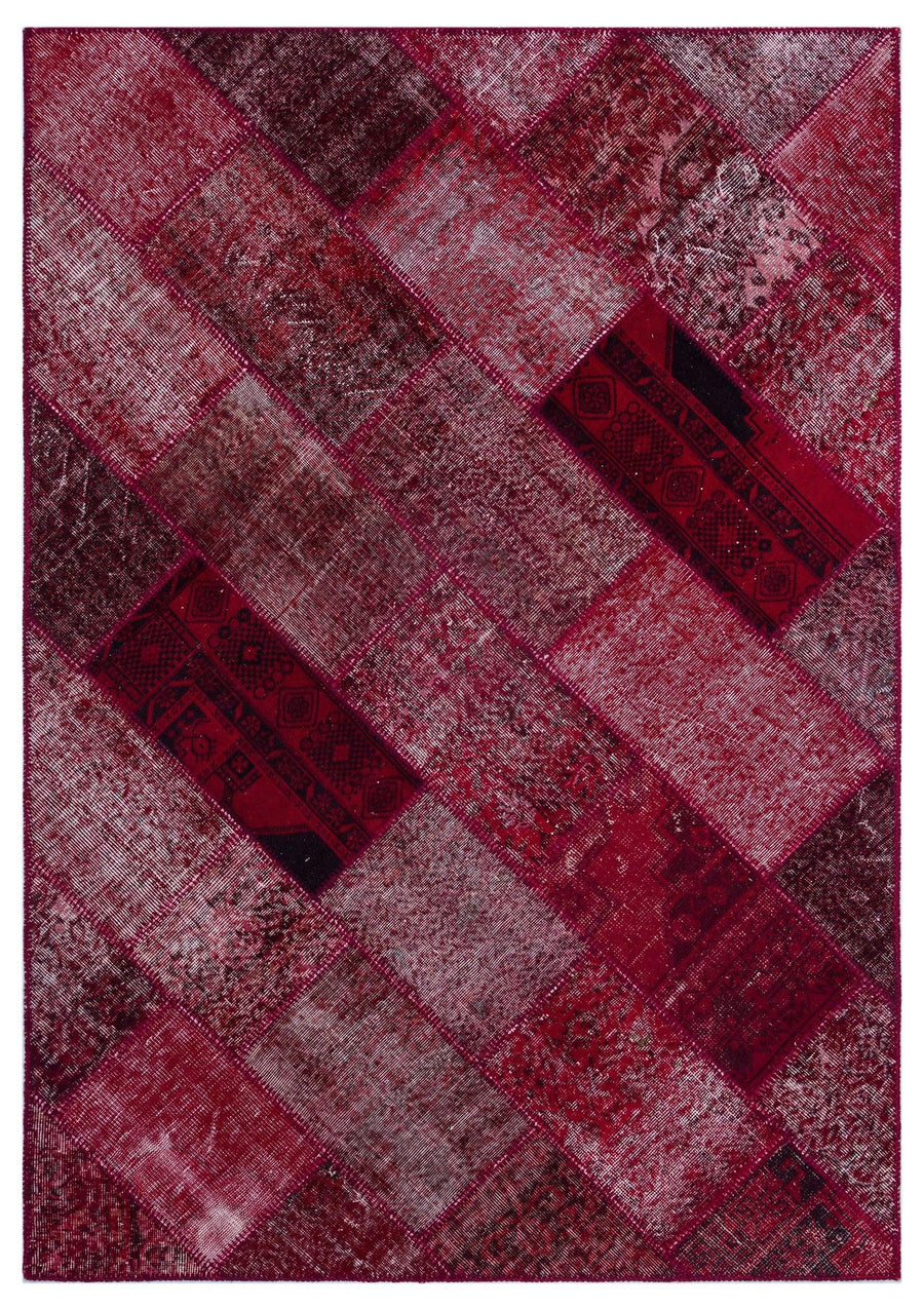 Handgewebter Wollteppich Rot & Bordeaux Geometrisch 160x230 cm – im Wohnzimmer