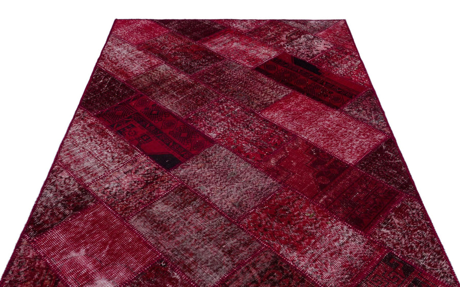Kırmızı Anadolu Eskitme Geometrik Yün Halı 160x230 - Özel Seri