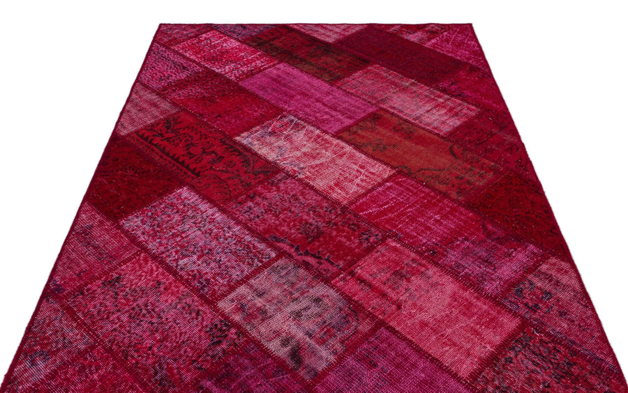 Kırmızı Anadolu Eskitme Geometrik Yün Halı 160x230 - Özel Seri