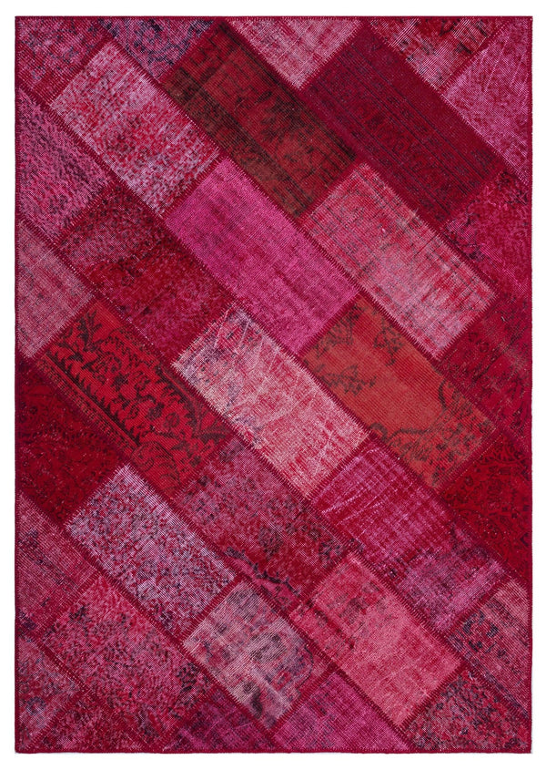 Kırmızı Anadolu Eskitme Geometrik Yün Halı 160x230 - Özel Seri