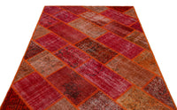 Состаренный красный тканый ковёр с геометрическим узором 160x230 cm 26350