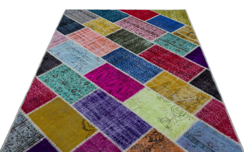 Iskece Bej Patchwork Yün El Dokuma Halısı 160 x 230 Apex Unique