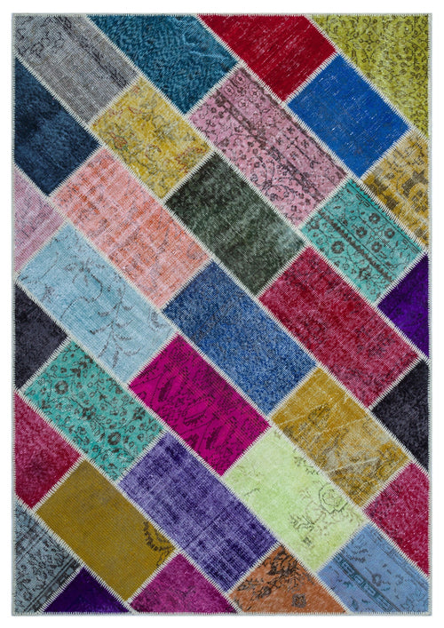 Iskece Bej Patchwork Yün El Dokuma Halısı 160 x 230 Apex Unique