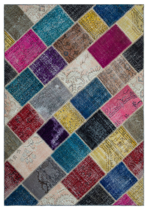 Iskece Bej Patchwork Yün El Dokuma Halısı 160 x 230 Apex Unique