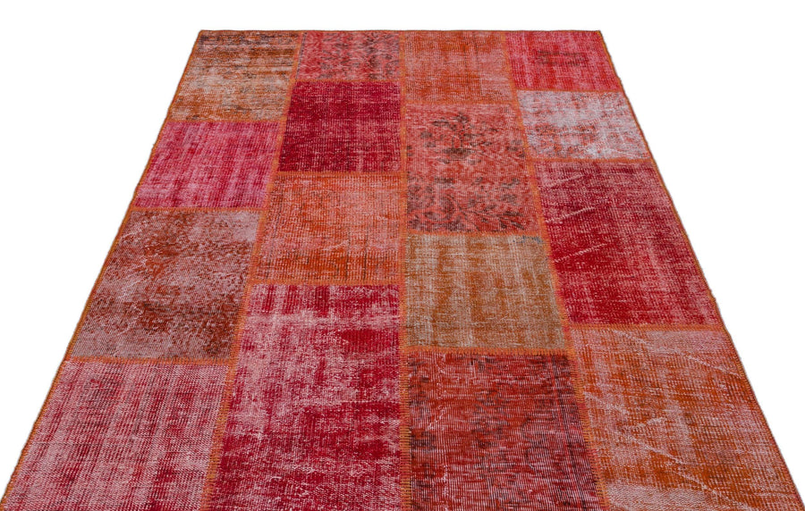 Kırmızı Anadolu Eskitme Geometrik Yün Halı 160x230 - Özel Seri