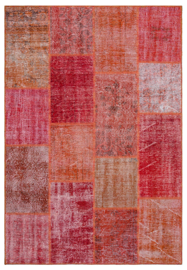 Kırmızı Anadolu Eskitme Geometrik Yün Halı 160x230 - Özel Seri
