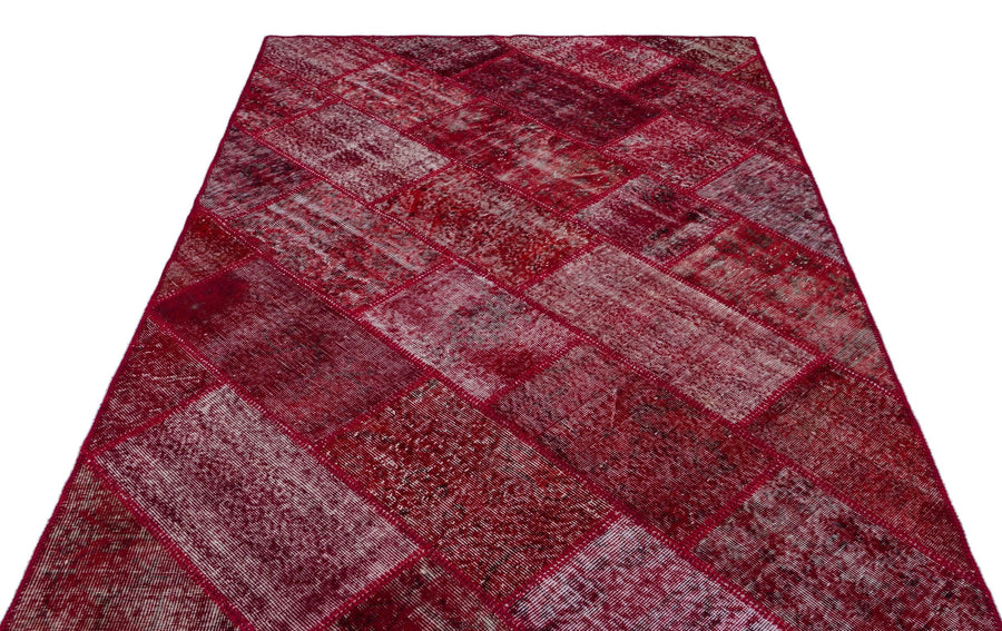 Kırmızı Anadolu Eskitme Geometrik Yün Halı 160x230 - Özel Seri
