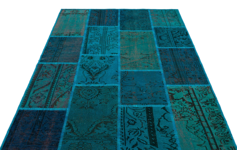Gri Lacivert Anadolu Eskitme Geometrik Yün Halı 160x230 - Özel Seri